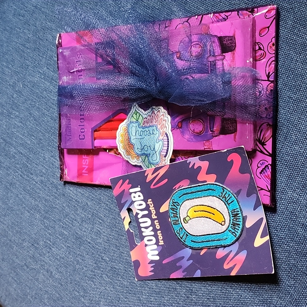 *FREE W BUN*Banana time patch and pocket inspirational coloring book w/ pencils.